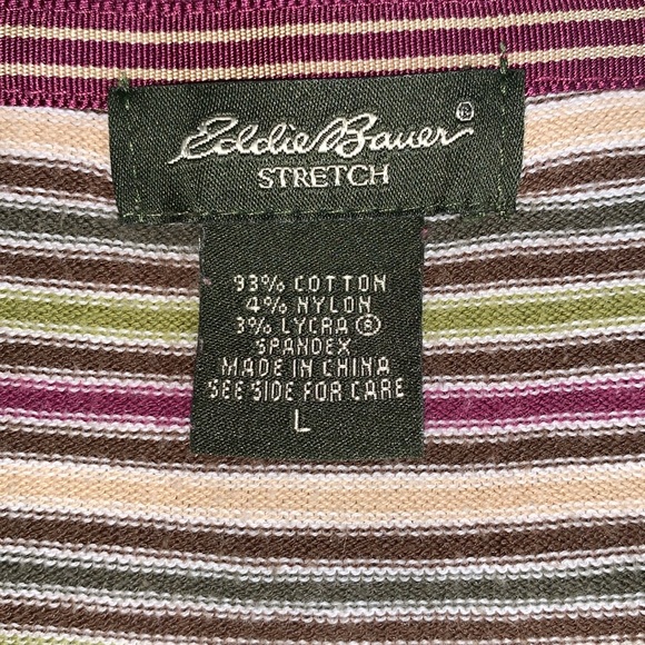 Eddie Bauer short sleeve multicolour striped knit shirt, size large - Picture 2 of 5